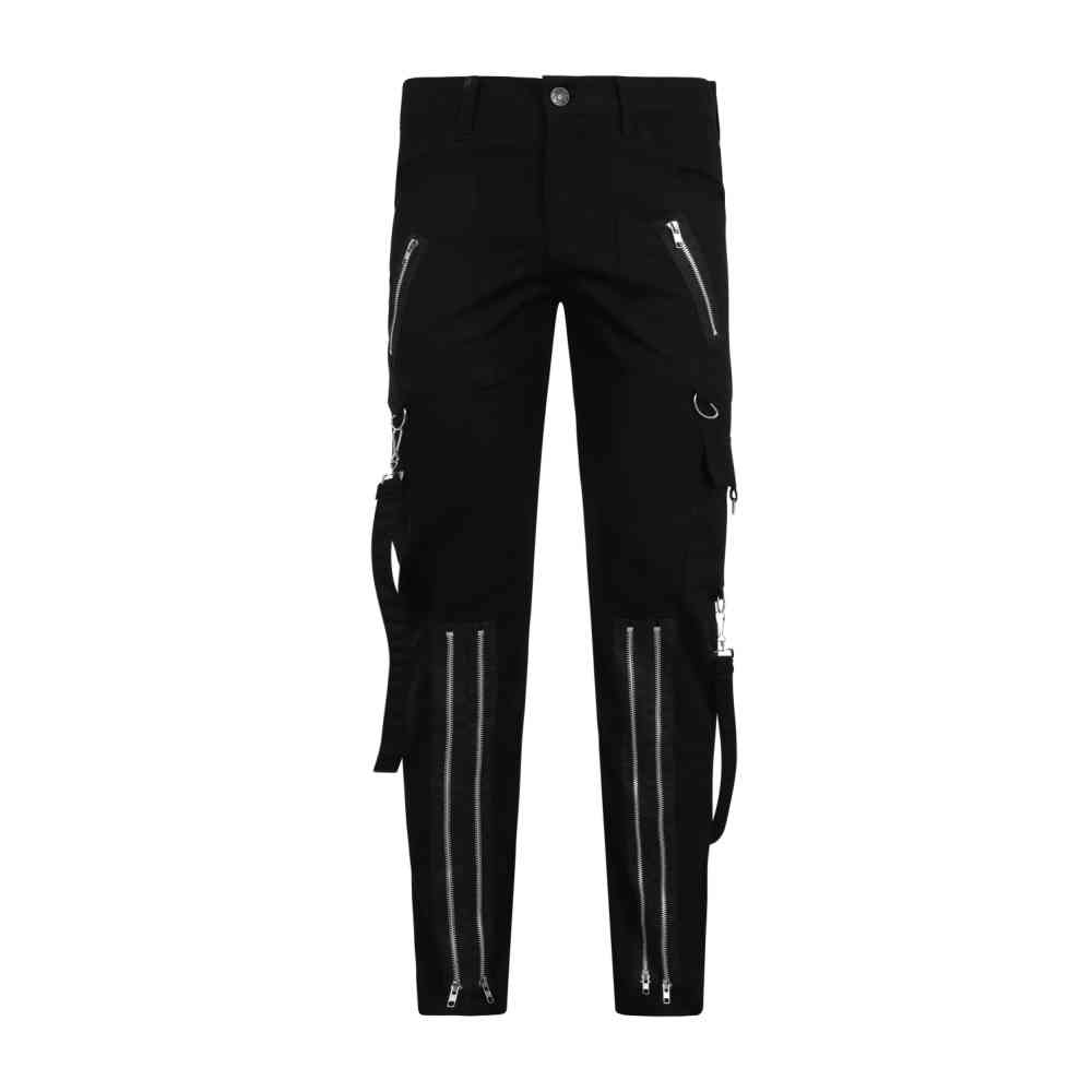 Banned - ZIPPER AND STRAPS Broek rechte pijpen - Zwart